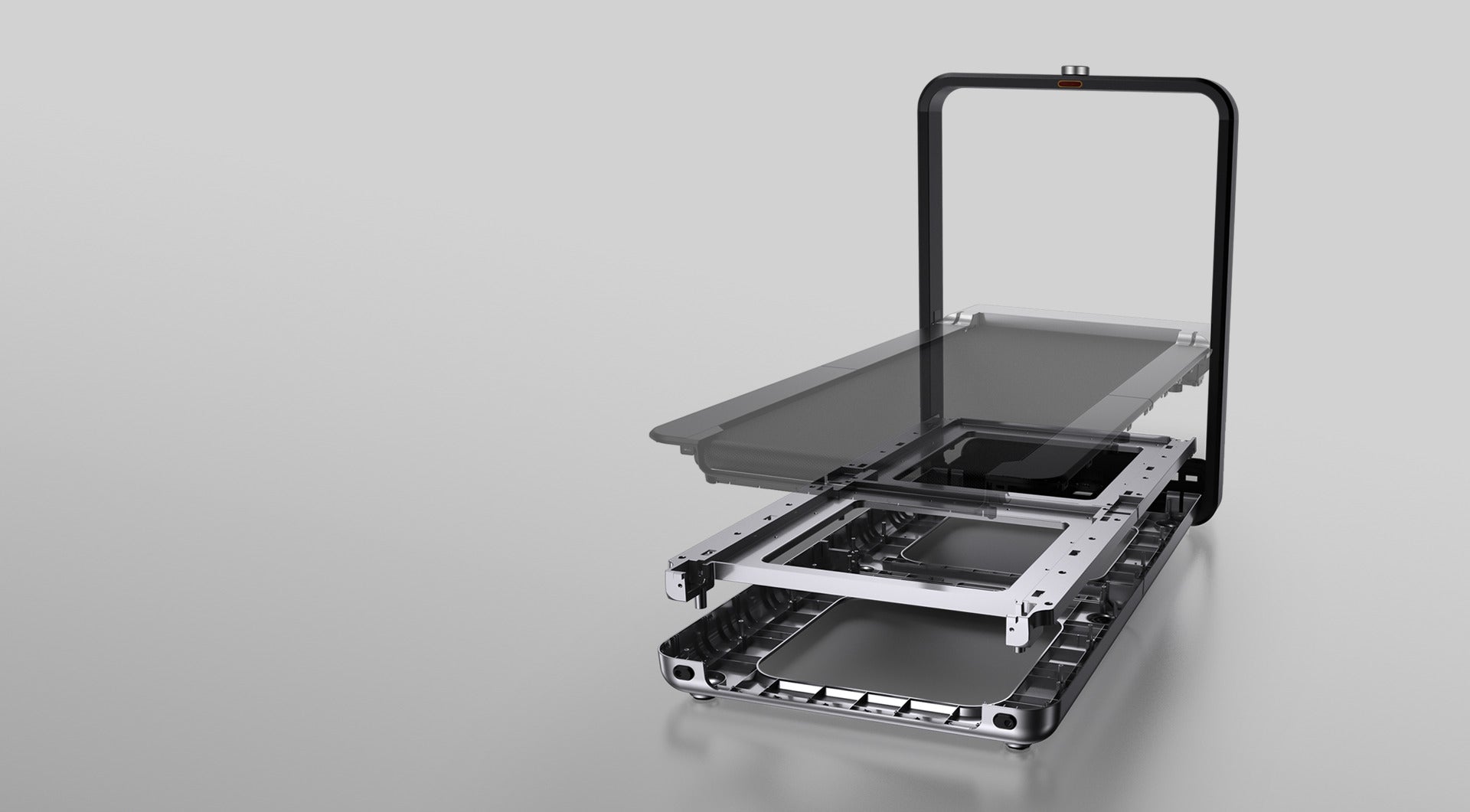 Rappresentazione delle parti in alluminio che compongono il telaio di WalkingPad X21